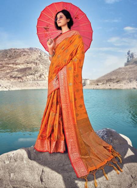 Orange Colour SANGAM RATNAPURAM SILK Banarasi Silk Festive Wear Designer Saree Collection 1459